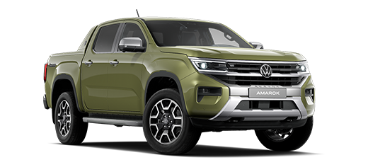 Seitliche-Frontansicht eines grünen Amarok