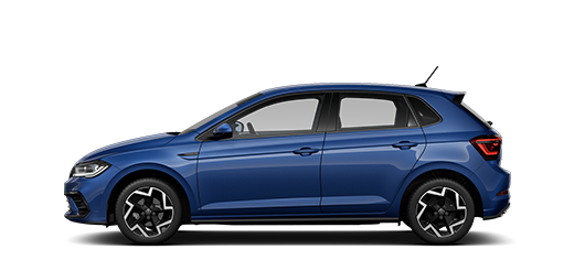 Seitliche Ansicht des Polo in Reef Blue Metallic