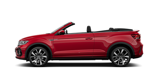 Seitliche Ansicht des T-Roc Cabriolets in Rauchgrau Metallic