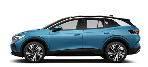 Seitliche Anscht eines VW ID.4 in blau