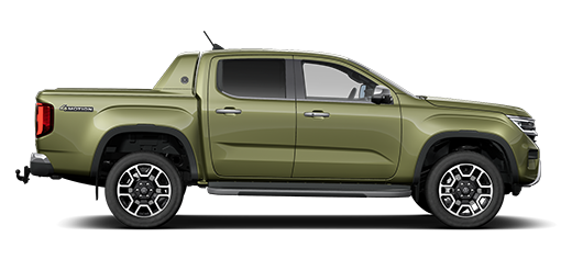 Seitliche Ansicht eines grünen Amarok