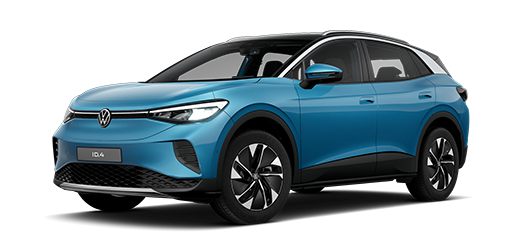 Seitlich frontale Ansicht eines VW ID.4 in blau