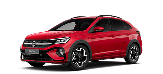 Seitlich frontale Ansicht eines VW Taigo