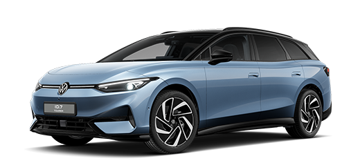 Seitlich frontale Ansicht eines VW ID.7 Tourer