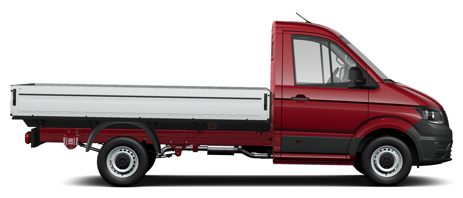 Der Crafter Pritschenwagen in Rot Seite.