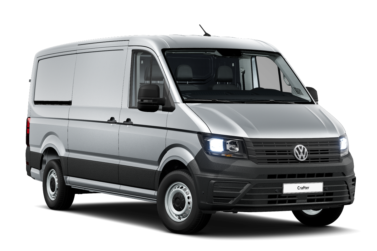 Der Crafter Kastenwagen in Silber Front.