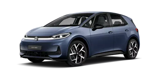 Seitlich schräge Ansicht eines ID.3 Neo Style in blau