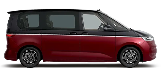 VW Multivan rdeč in črn  s strani