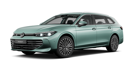 Seitlich frontale Ansicht eines VW Passat