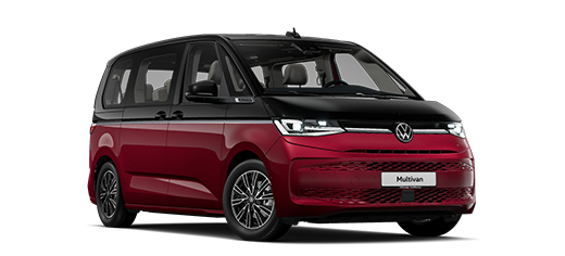 VW Multivan rdeč in črn  od spredaj