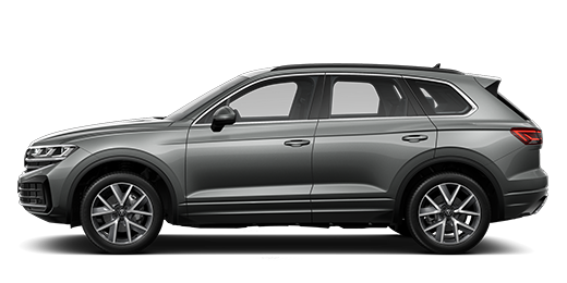 Seitliche Ansicht des Touareg eHybrid in Siliziumgrau Metallic